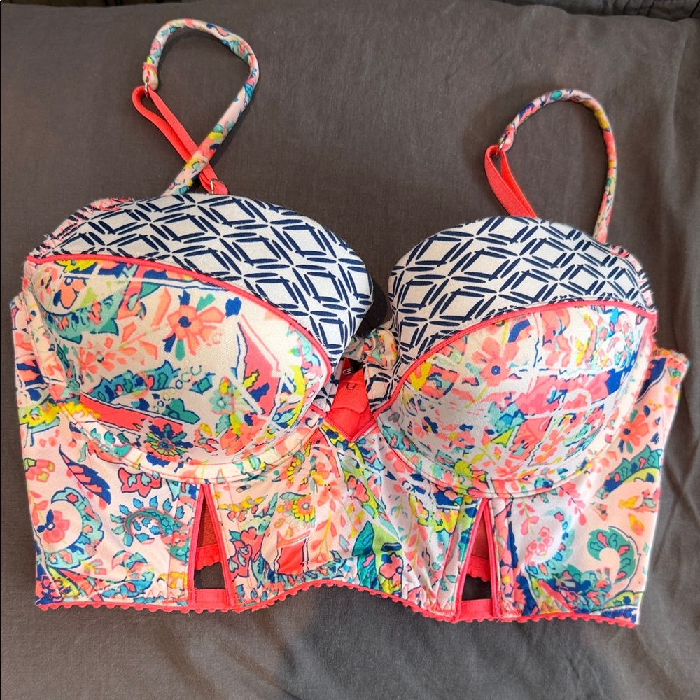 Victoria's Secret Coral and Floral Bustier